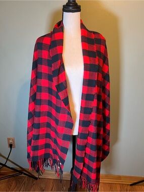 J.Crew Red and Navy Buffalo Plaid Scarf